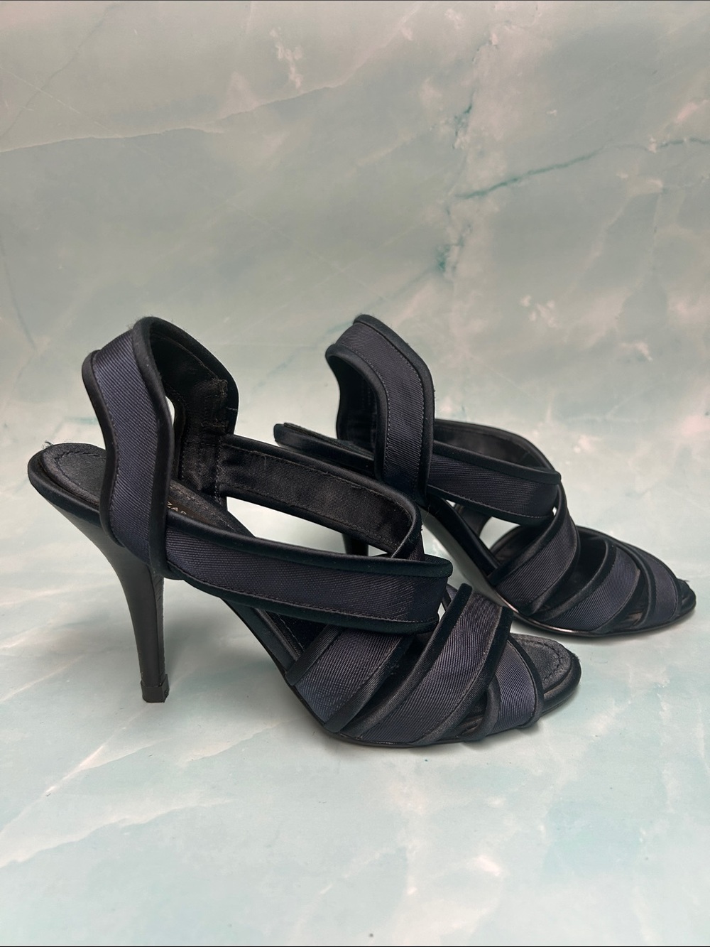 Zara Navy Crisscross Stiletto Heels sandal